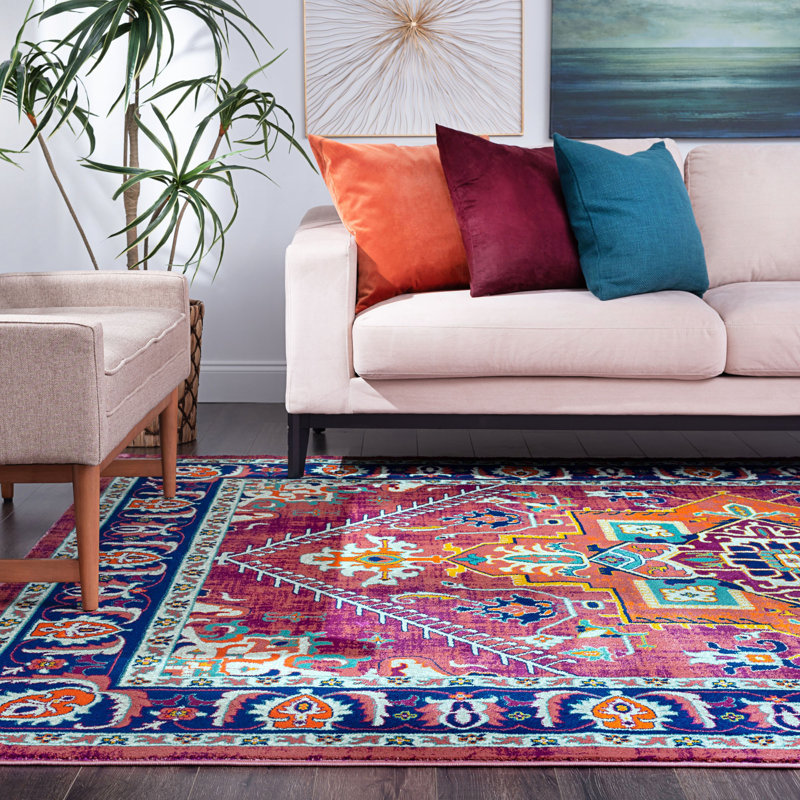 Bungalow Rose Depew Performance Purple/Gold/Blue Rug & Reviews Wayfair